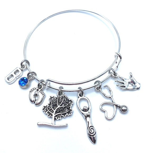 Midwife Bracelet Doula Bangle Charms - Picture 6 of 7